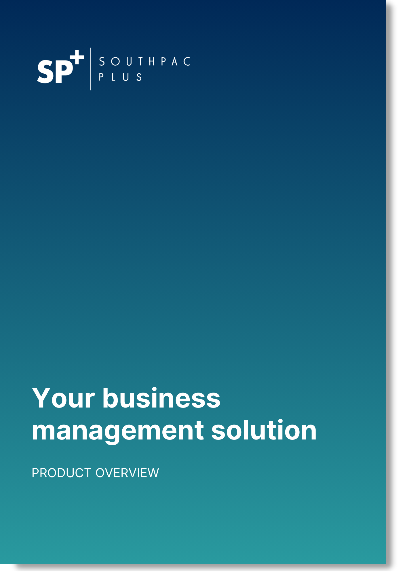 Southpac Plus downloadable Product Overview brochure entitled Your Business Management Solution.